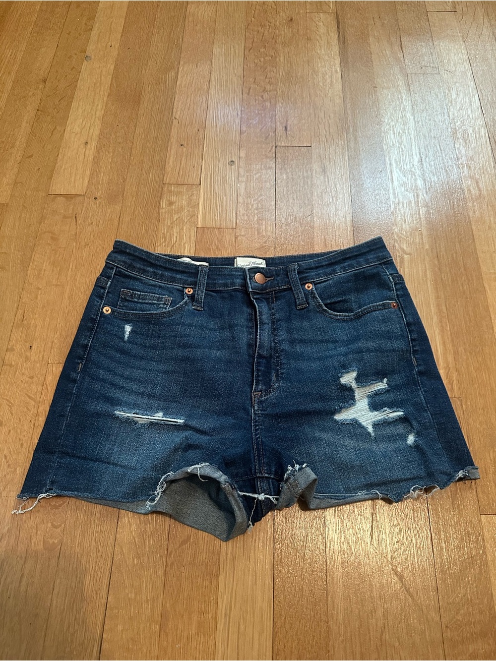 Dark Blue Distressed Denim Women’s Shorts